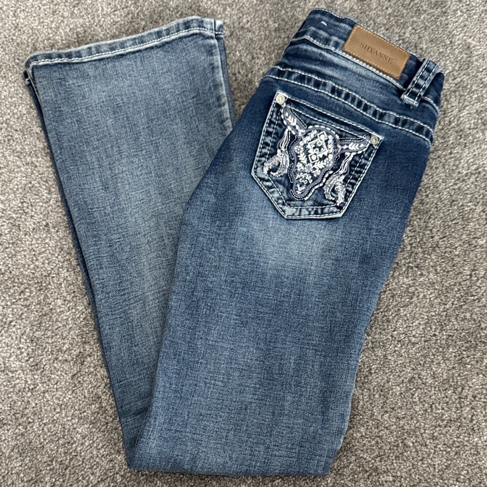 Shyanne Kids Blue Denim Jeans with Embroidered Pocket